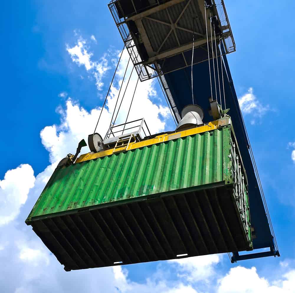 storage container hoisted